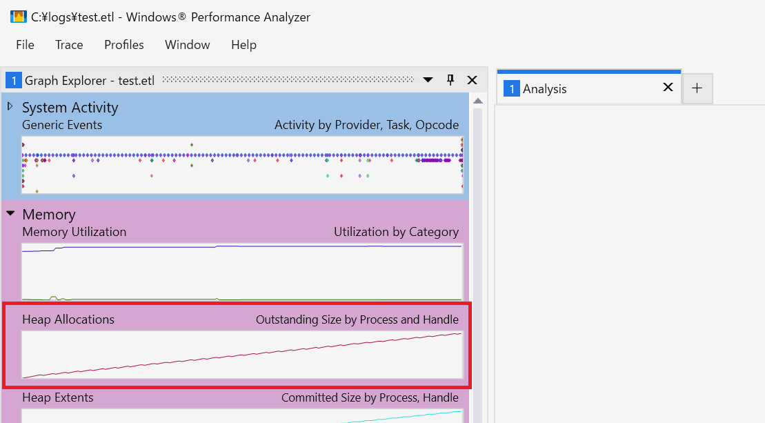 Heap Allocations グラフの追加