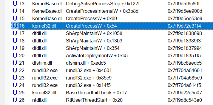IFEO レジストリ キーのイベントのコール スタック